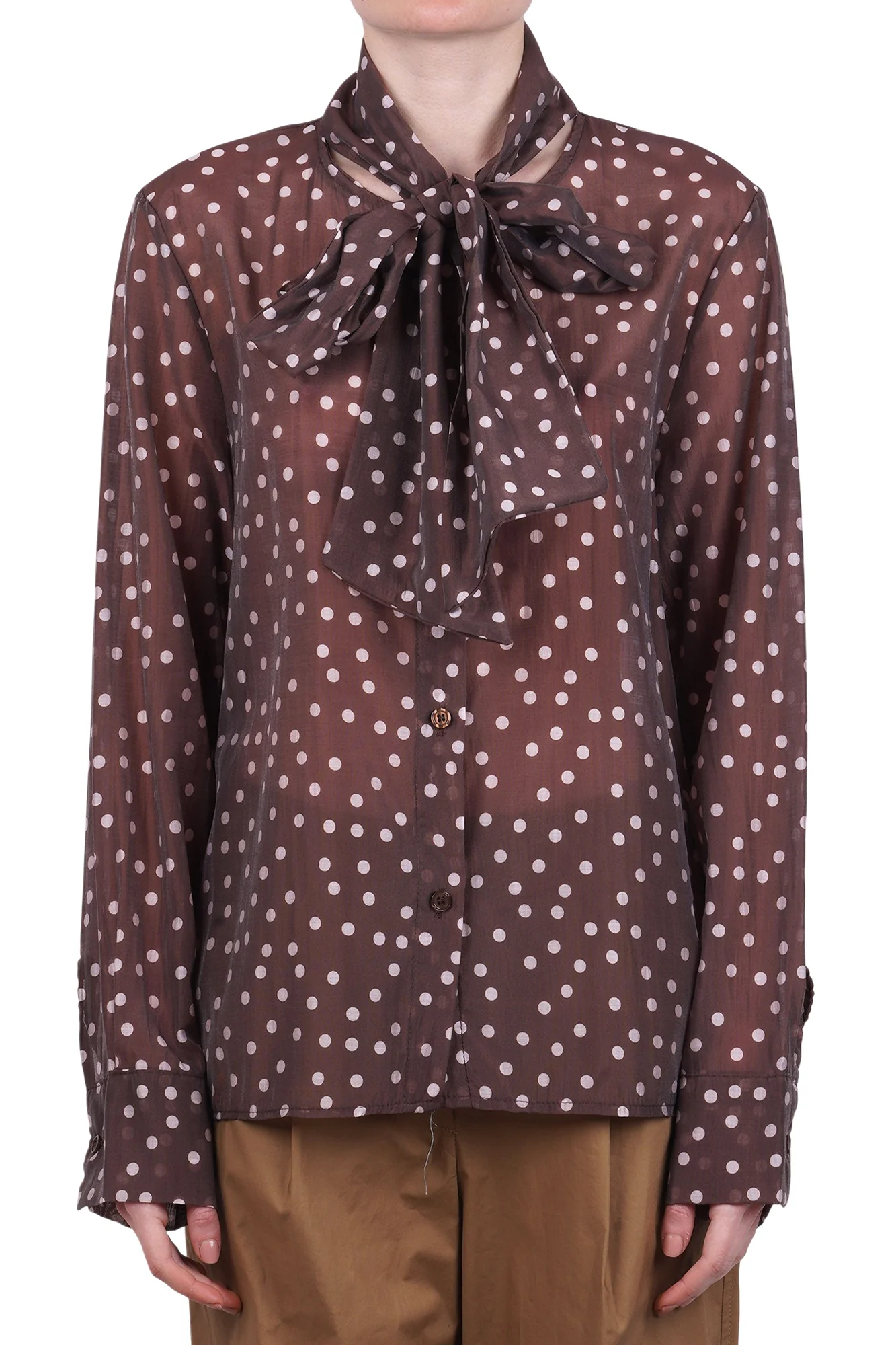 La Femme Blanche - Camicia - 471206 - Bianco/Marrone - Image 3