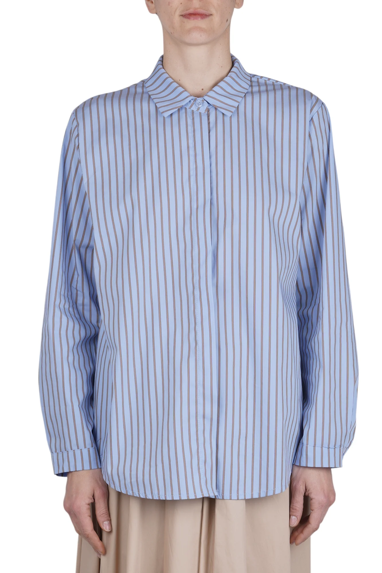 La Femme Blanche - Camicia - 471213 - Celeste/Marrone - Image 3