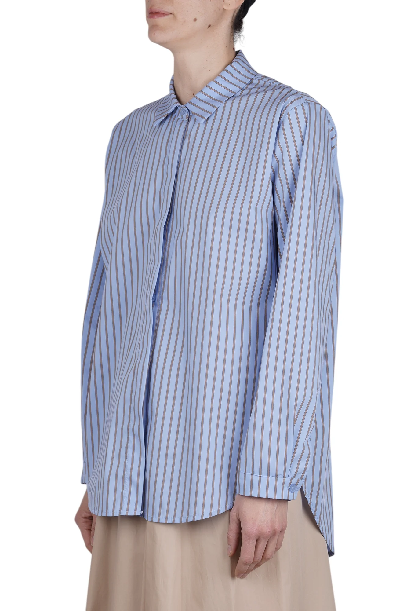 La Femme Blanche - Camicia - 471213 - Celeste/Marrone - Image 4