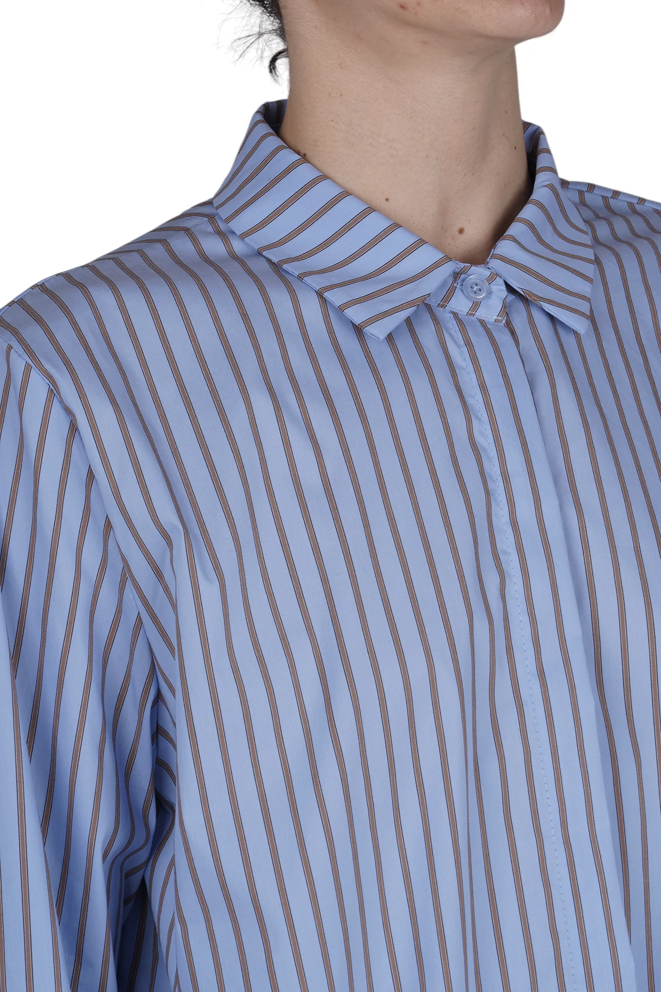 La Femme Blanche - Camicia - 471213 - Celeste/Marrone - Image 6