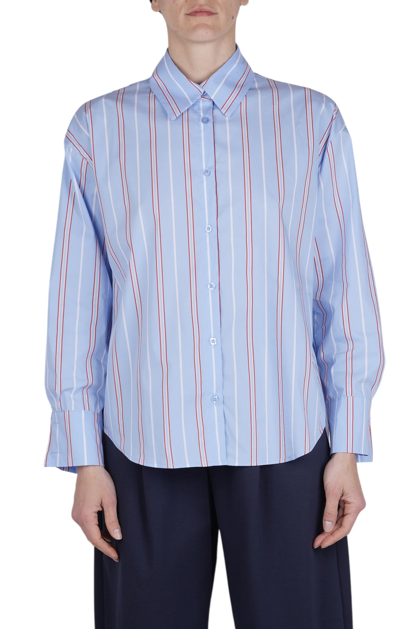 La Femme Blanche - Camicia - 471221 - Celeste/Rosso - Image 3