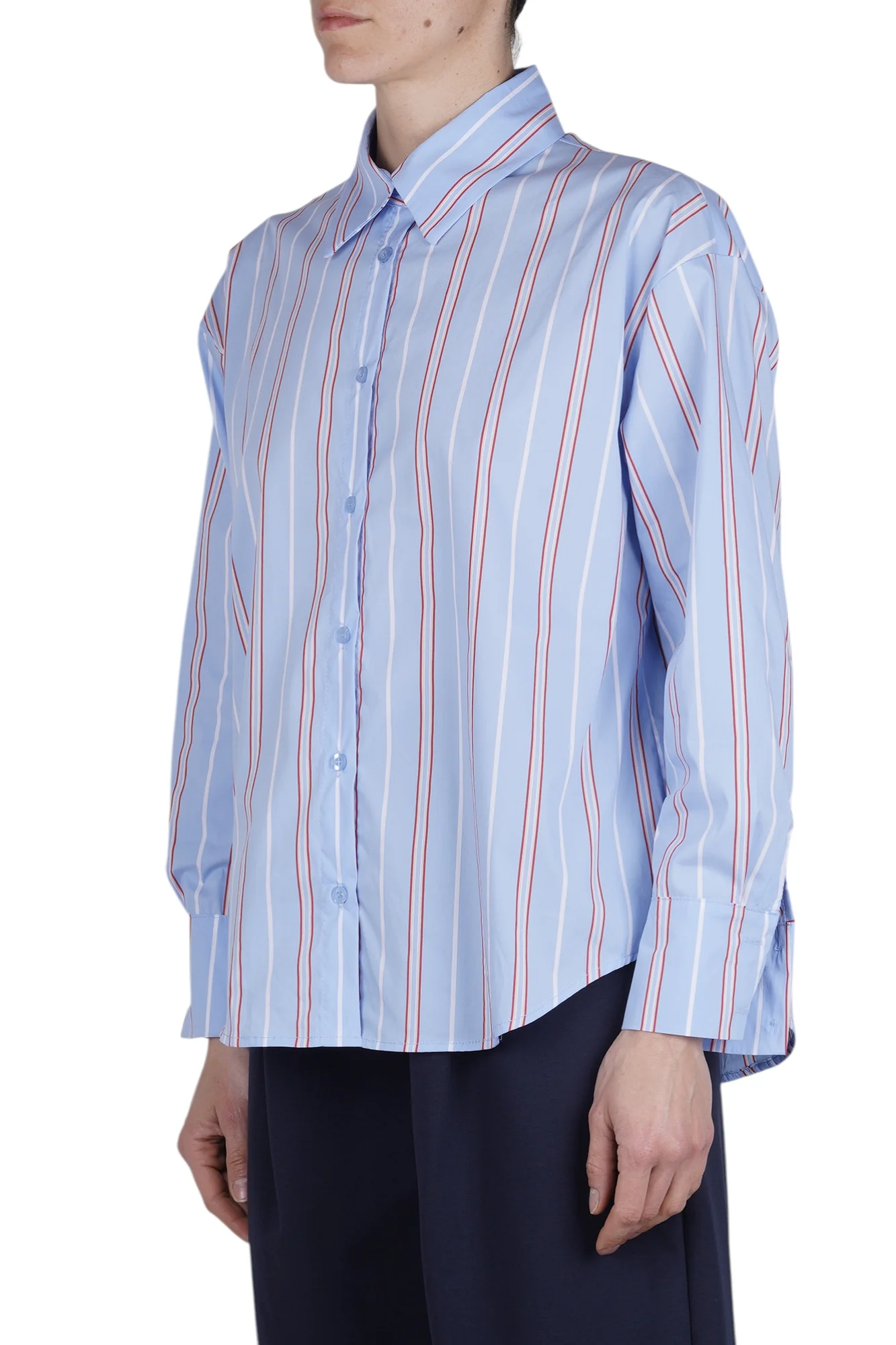 La Femme Blanche - Camicia - 471221 - Celeste/Rosso - Image 4