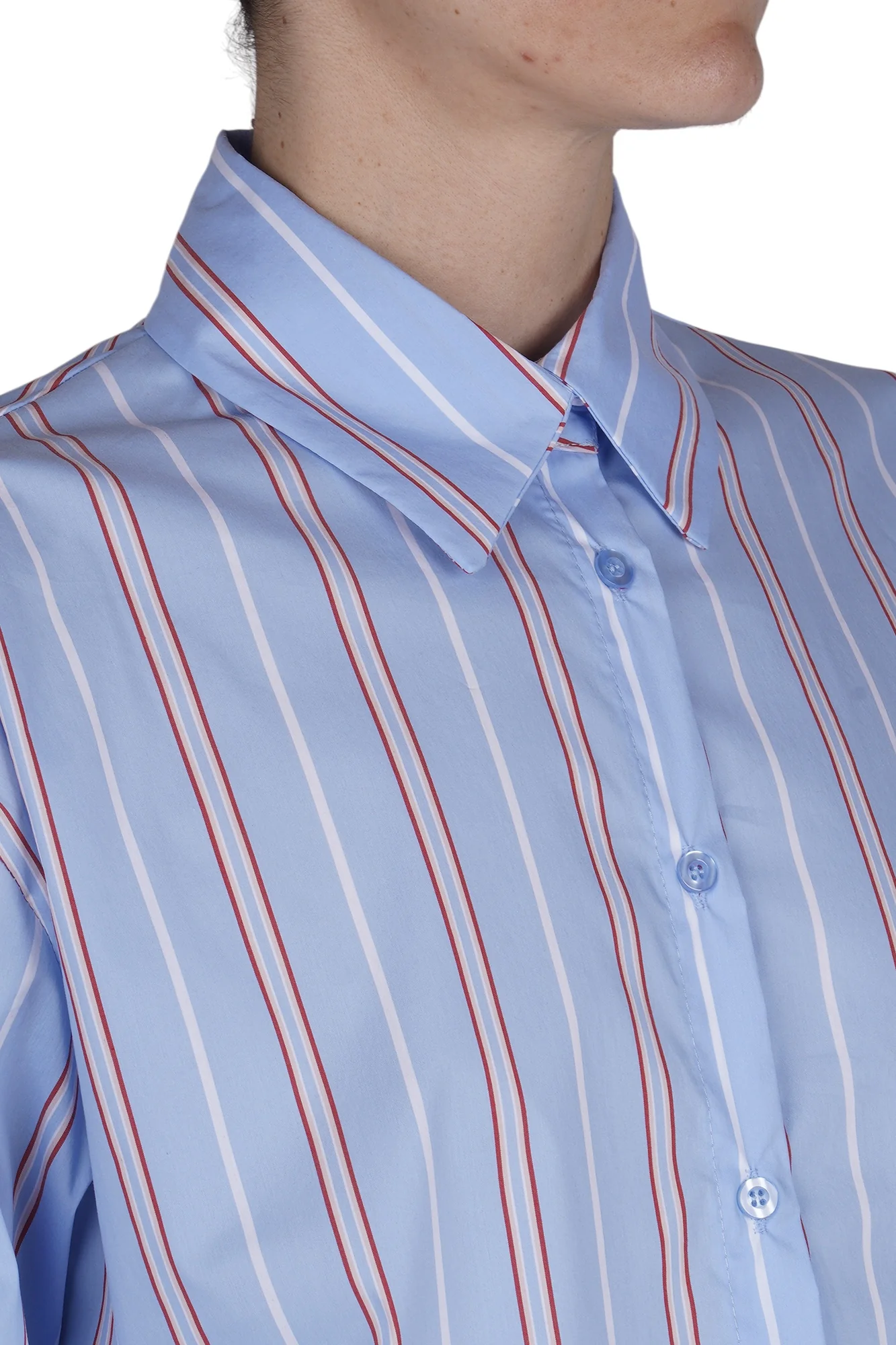 La Femme Blanche - Camicia - 471221 - Celeste/Rosso - Image 6