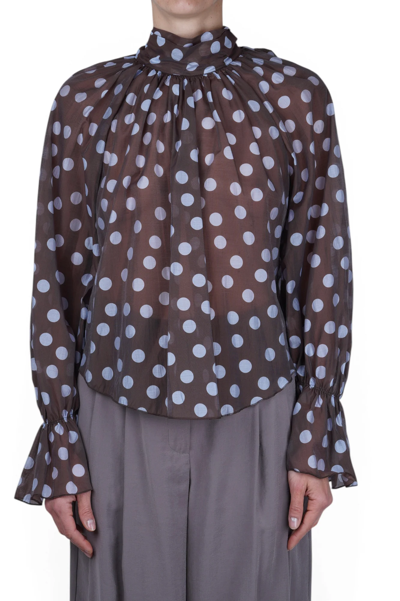 La Femme Blanche - Camicia - 471478 - Celeste/Marrone - Image 3