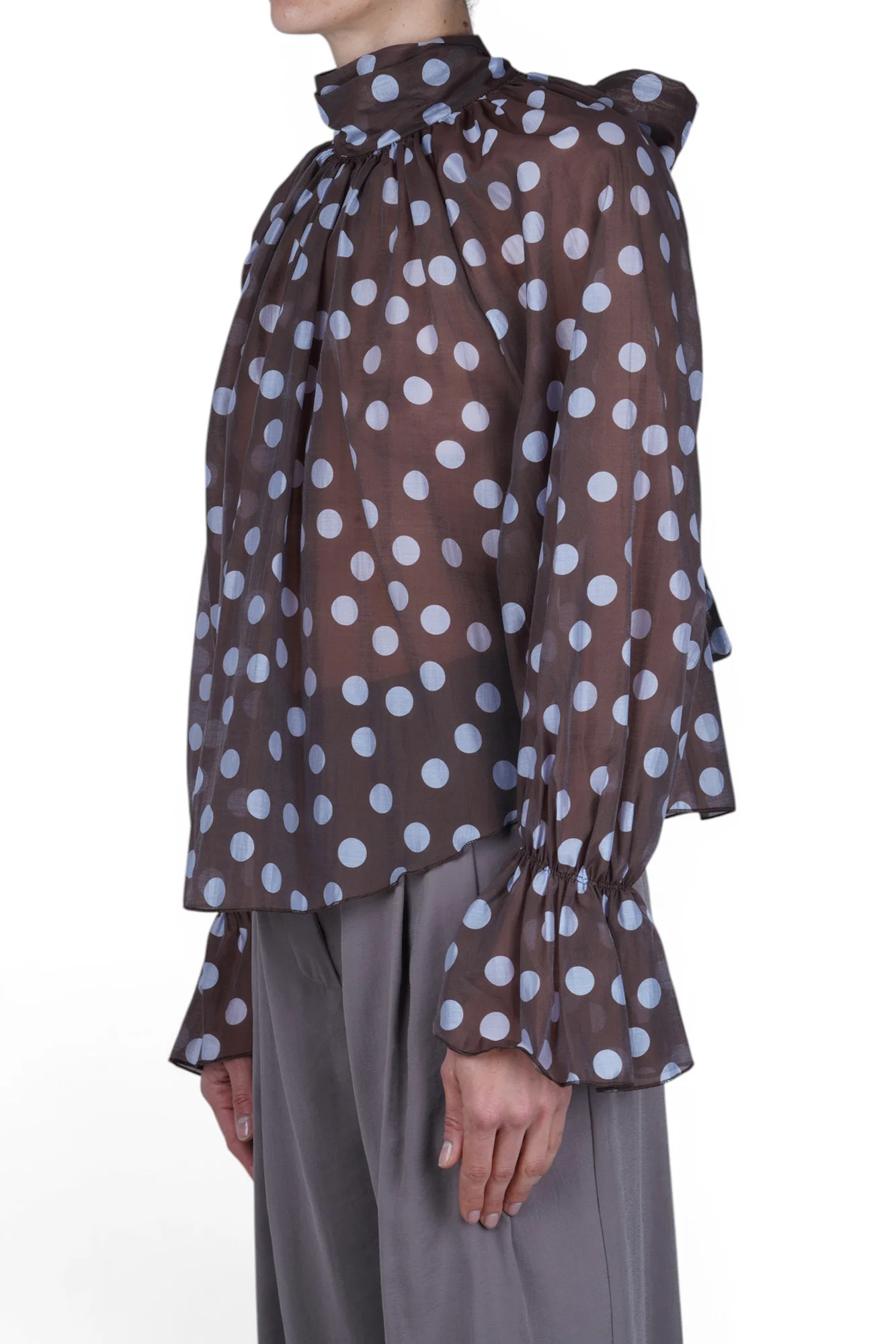 La Femme Blanche - Camicia - 471478 - Celeste/Marrone - Image 4
