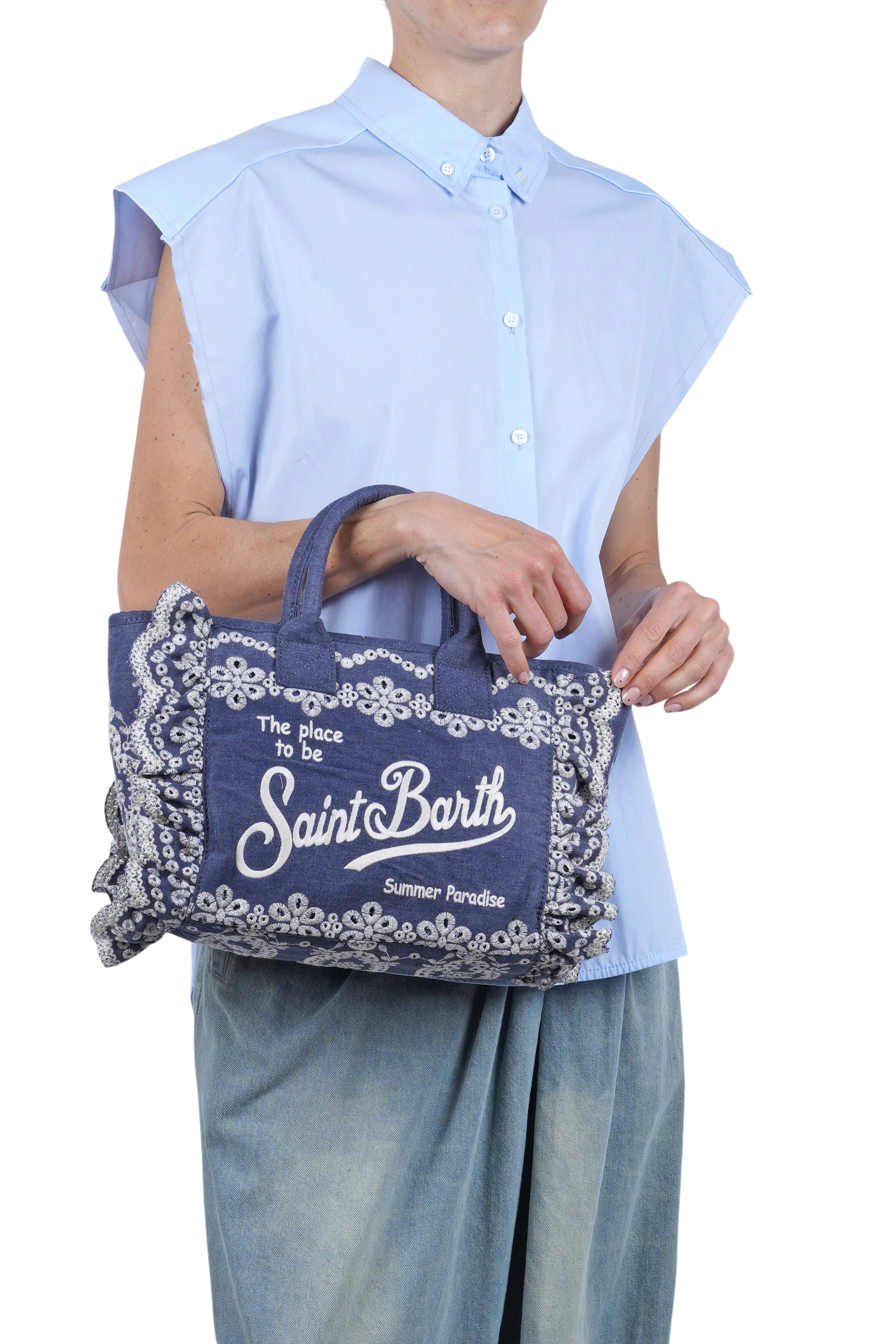 MC2 Saint Barth - Borsa media - 471008 - Denim - Image 2