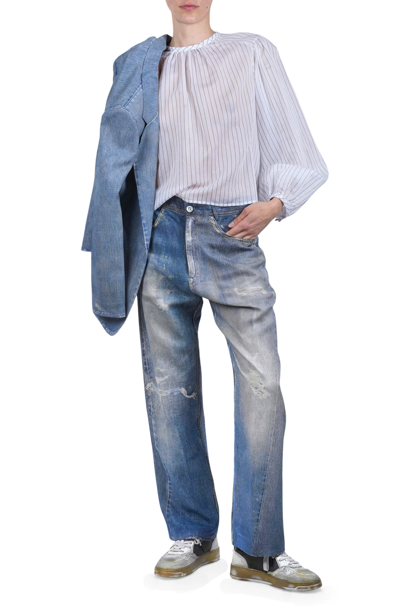 Ottod'ame - Blusa - 470786 - Bianco/Azzurro - Image 2