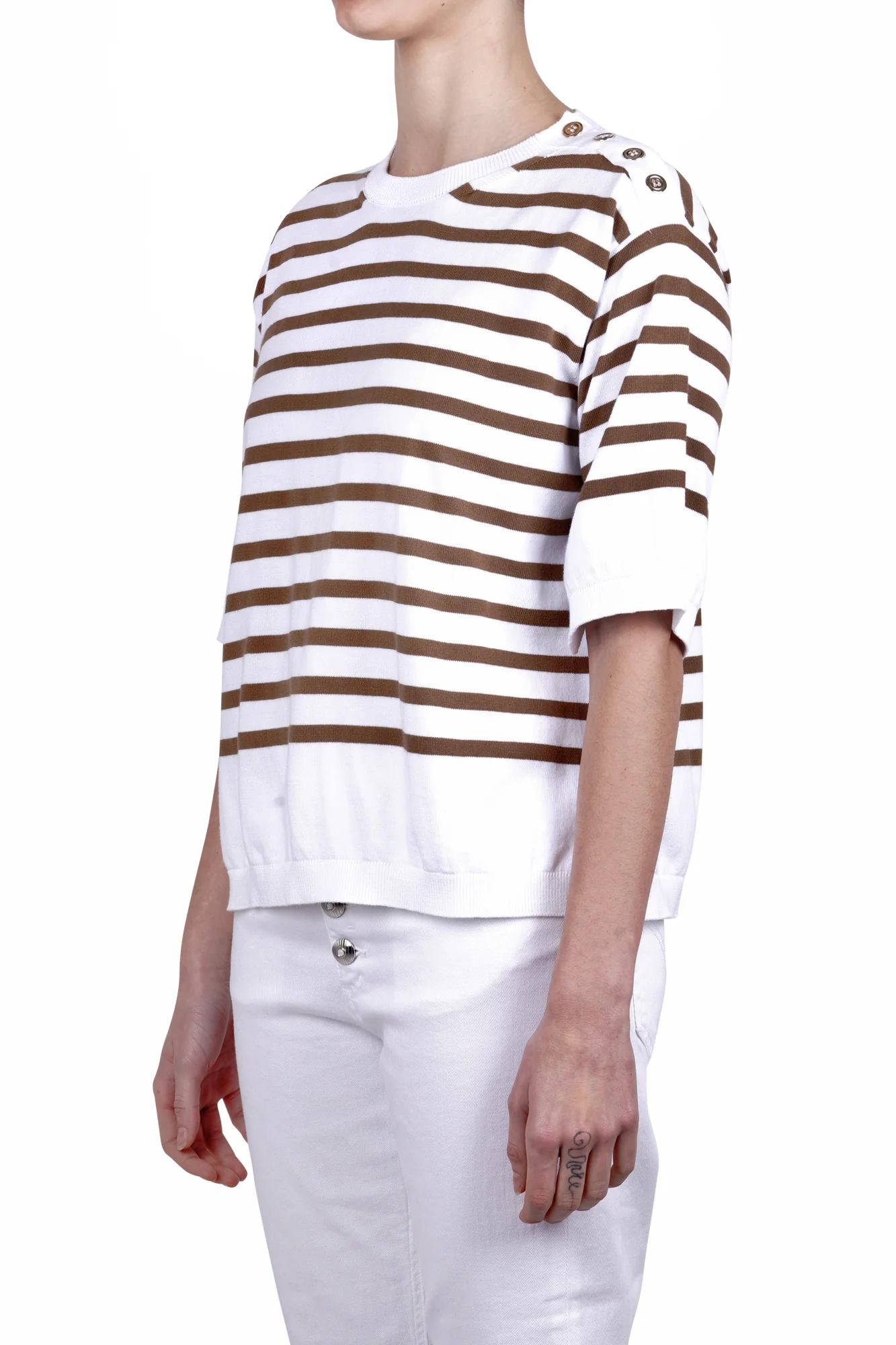 Semi Couture - Maglia - 470936 - Bianco/Cammello - Image 4