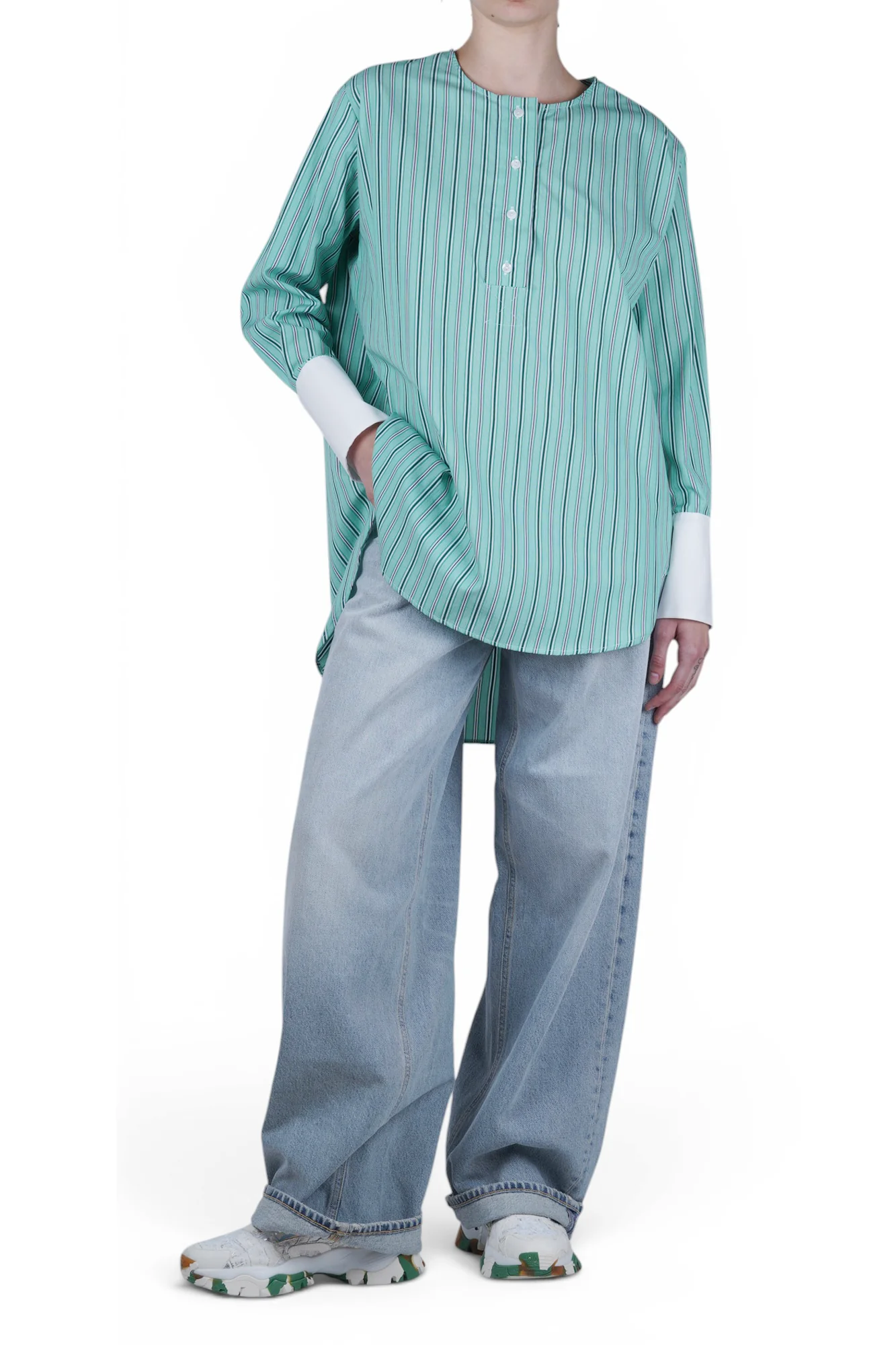 Solotre - Camicia - 470677 - Bianco/Verde - Image 2