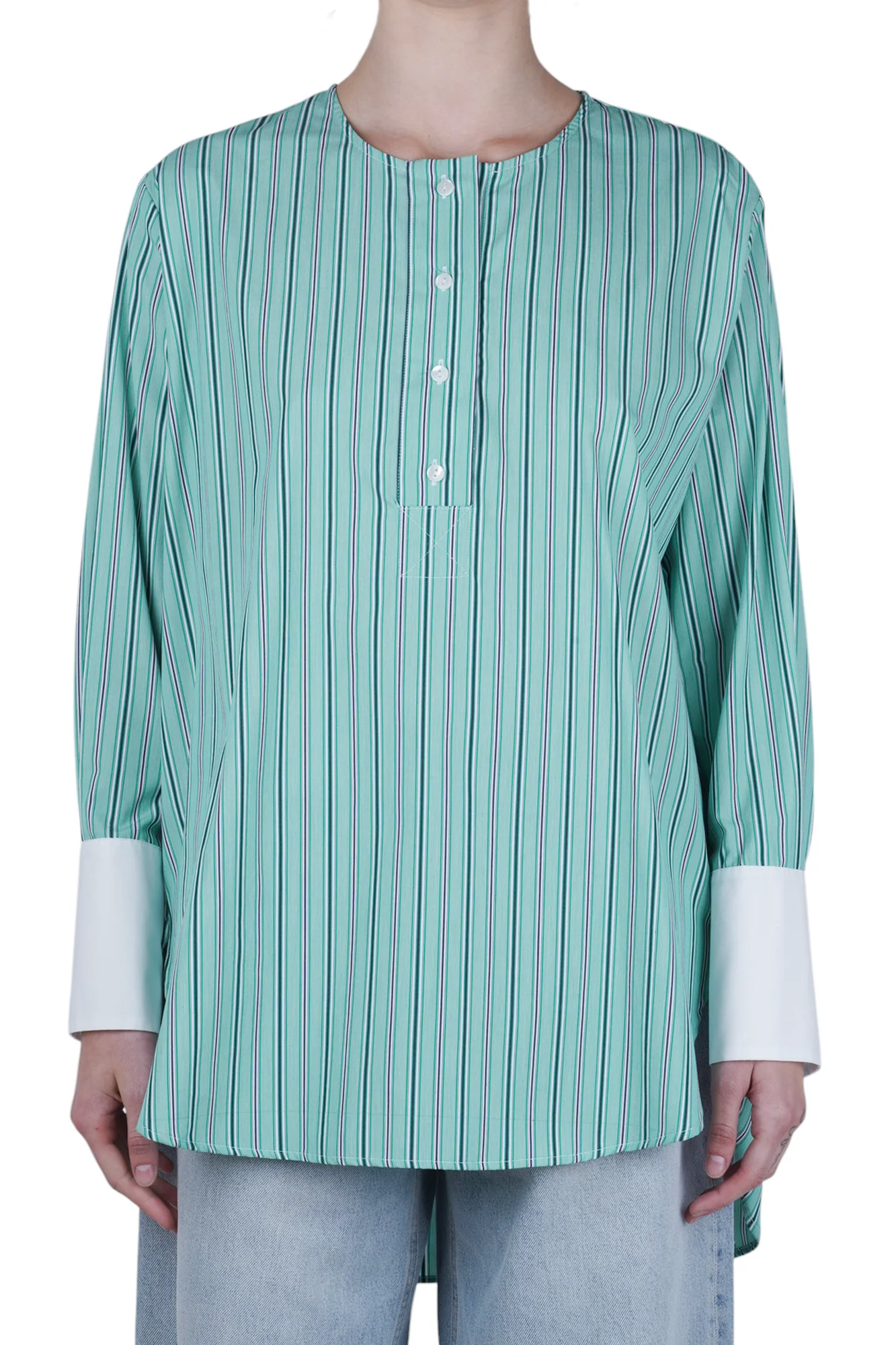 Solotre - Camicia - 470677 - Bianco/Verde - Image 3