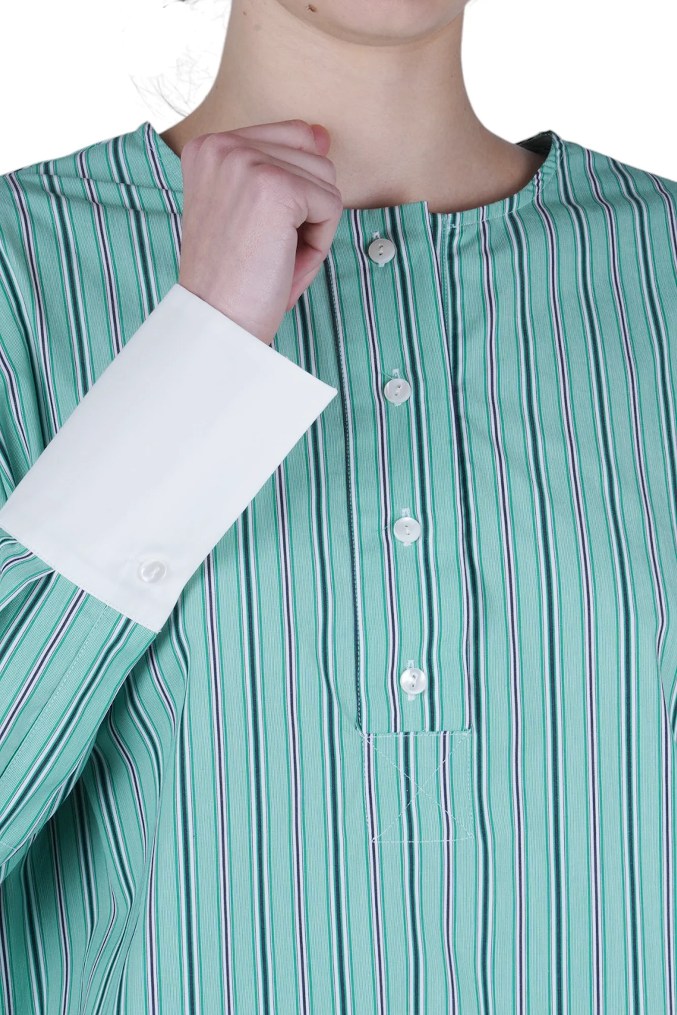 Solotre - Camicia - 470677 - Bianco/Verde - Image 6