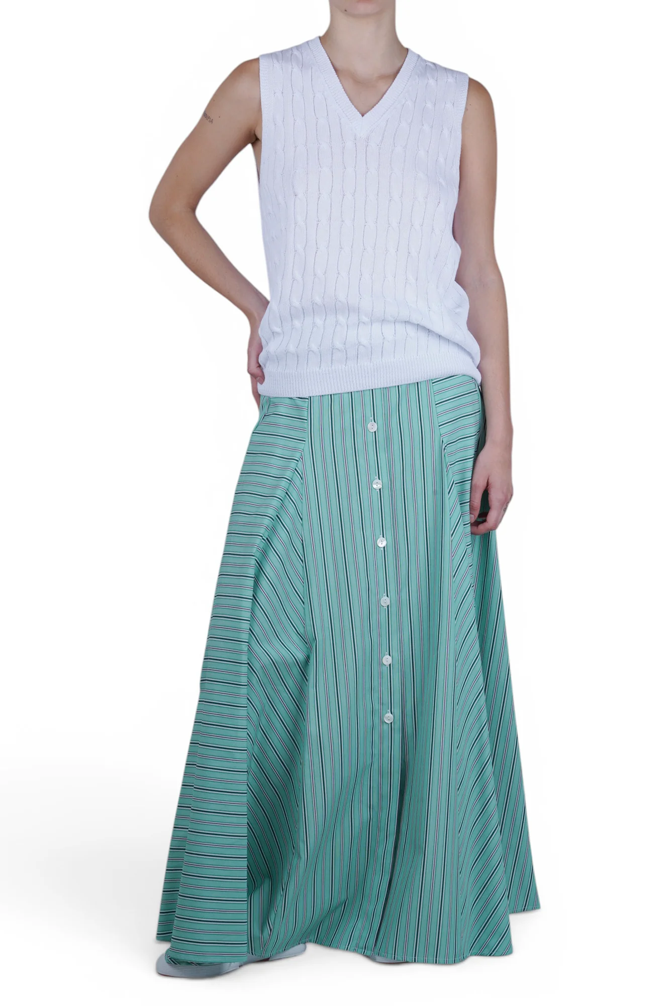 Solotre - Gonna - 470690 - Bianco/Verde - Image 2